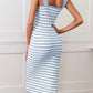 Slit Striped Square Neck Cami Dress