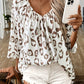 Ruched Leopard V-Neck Blouse