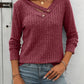 Mandy Ribbed V-Neck Long Sleeve T-Shirt