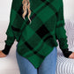 Plaid Turtleneck Batwing Sleeve Sweater