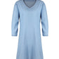 Full Size V-Neck Half Sleeve Denim Dress