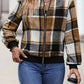 Plus Size Plaid Baseball Collar Zip Up Jacket