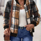 Plus Size Plaid Baseball Collar Zip Up Jacket