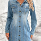 Pocketed Button Up Long Sleeve Denim Dress