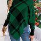 Plaid Turtleneck Batwing Sleeve Sweater