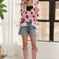 ADORA Fuzzy Heart Button Down Cardigan
