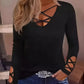 Cutout Crisscross Long Sleeve T-Shirt