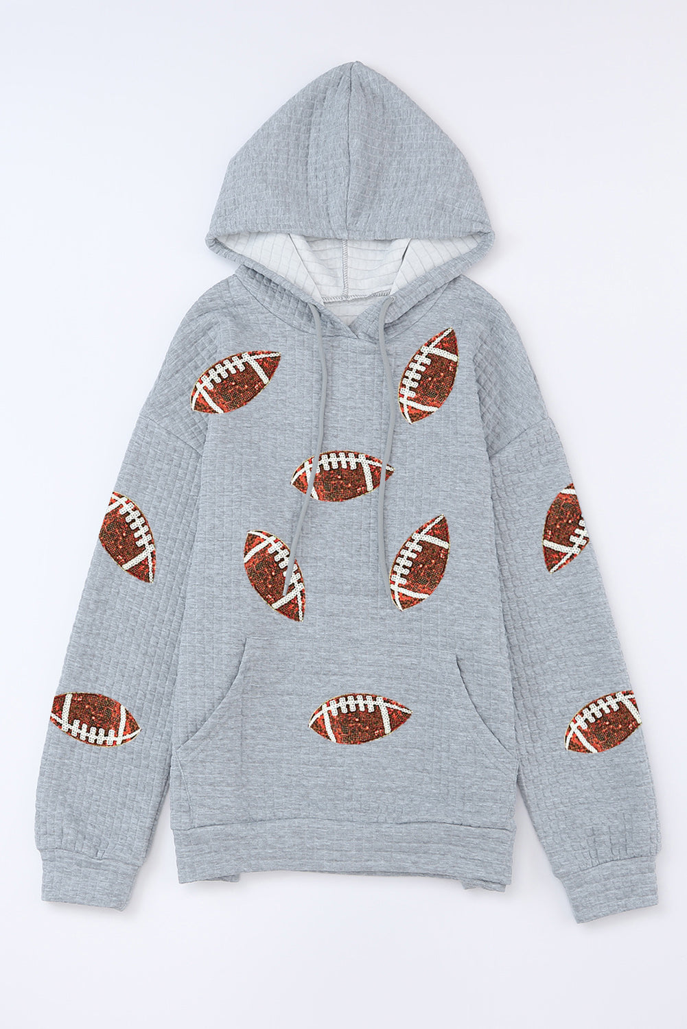 Drawstring Football Long Sleeve Hoodie