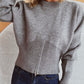 Round Neck Half Zip Long Sleeve Sweater