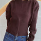 Round Neck Half Zip Long Sleeve Sweater