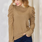 Basic Bae Full Size Ribbed Mock Neck Puff Sleeve T-Shirt