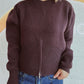 Round Neck Half Zip Long Sleeve Sweater