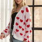 ADORA Fuzzy Heart Button Down Cardigan