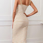 Slit Striped Square Neck Cami Dress