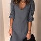 Full Size V-Neck Half Sleeve Denim Dress