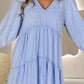 V-Neck Three-Quarter Sleeve Denim Dress