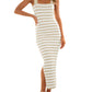 Slit Striped Square Neck Cami Dress