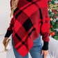 Plaid Turtleneck Batwing Sleeve Sweater