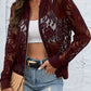 Sheer Lace Zip Up Long Sleeve Jacket