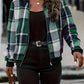 Plus Size Plaid Baseball Collar Zip Up Jacket