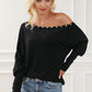 Pearl Trim Lantern Sleeve Top