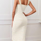 Slit Striped Square Neck Cami Dress