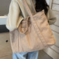 Corduroy Solid Large Tote Bag