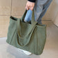 Corduroy Solid Large Tote Bag