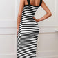 Slit Striped Square Neck Cami Dress