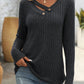 Mandy Ribbed V-Neck Long Sleeve T-Shirt