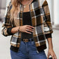 Plus Size Plaid Baseball Collar Zip Up Jacket