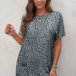 Animal Print Round Neck Tunic Tee with Pockets