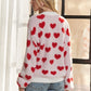 ADORA Fuzzy Heart Button Down Cardigan