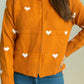 Heart Round Neck Zip Up Cardigan