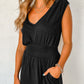 V-Neck Wide Strap Pocketed Jumpsuit