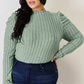 Basic Bae Full Size Ribbed Mock Neck Puff Sleeve T-Shirt