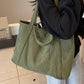 Corduroy Solid Large Tote Bag