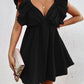 Ruffled V-Neck Cap Sleeve Mini Dress