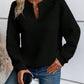 Notched Long Sleeve Sweatshirt