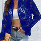 Sheer Lace Zip Up Long Sleeve Jacket