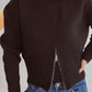 Round Neck Half Zip Long Sleeve Sweater