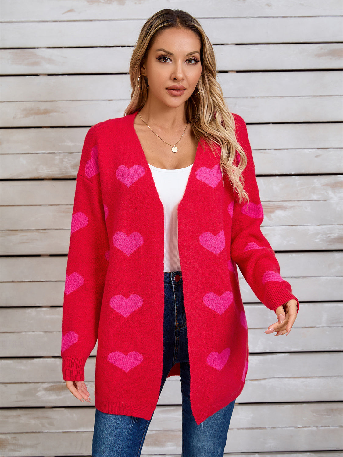 Angel Wings Heart Open Front Long Sleeve Cardigan