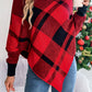 Plaid Turtleneck Batwing Sleeve Sweater