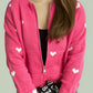 Heart Round Neck Zip Up Cardigan