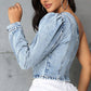 One Shoulder Long Sleeve Denim Top