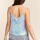 J.NNA Sequin Tassel Hem Flowy Cami