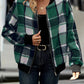 Plus Size Plaid Baseball Collar Zip Up Jacket