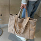 Corduroy Solid Large Tote Bag