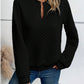 Notched Long Sleeve Sweatshirt