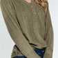 Textured V-Neck Long Sleeve T-Shirt